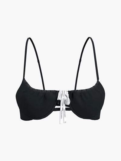 Calvin Klein Fürdőruha HU872542 | Calvin Klein Logo Ties Balconette Női Bikini Felső Fekete